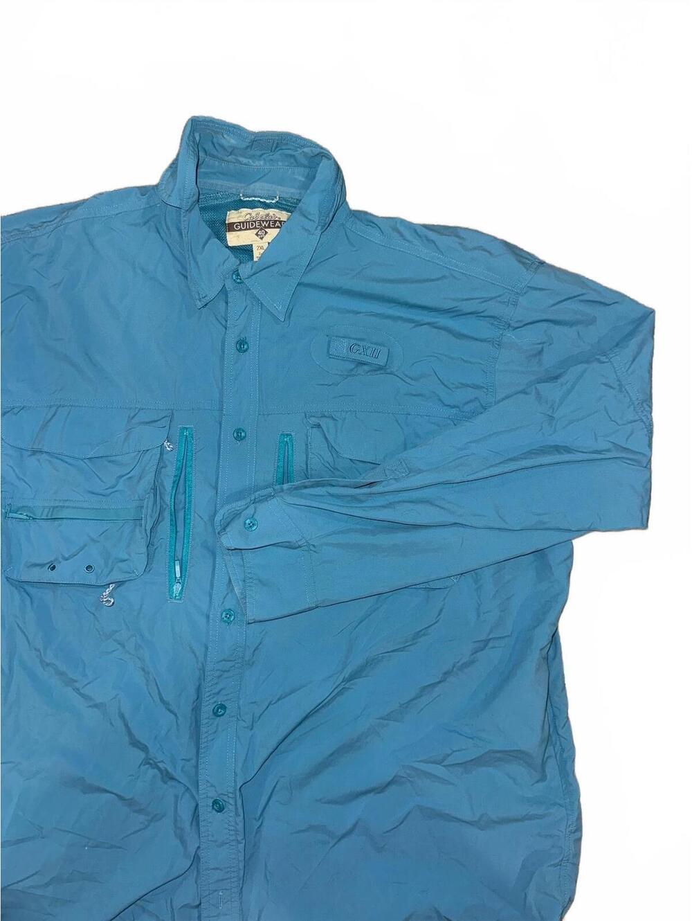 Mens Cabela's "Guidewear" long sleeve button down fishing/hiking shirt size 2XLT
